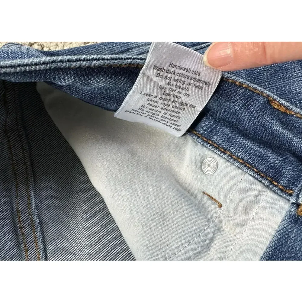 Judy Blue Womens 7/28 Jeans 90's Straight Raw Hem Distressed Stretch Medium Wash - Picture 7 of 7
